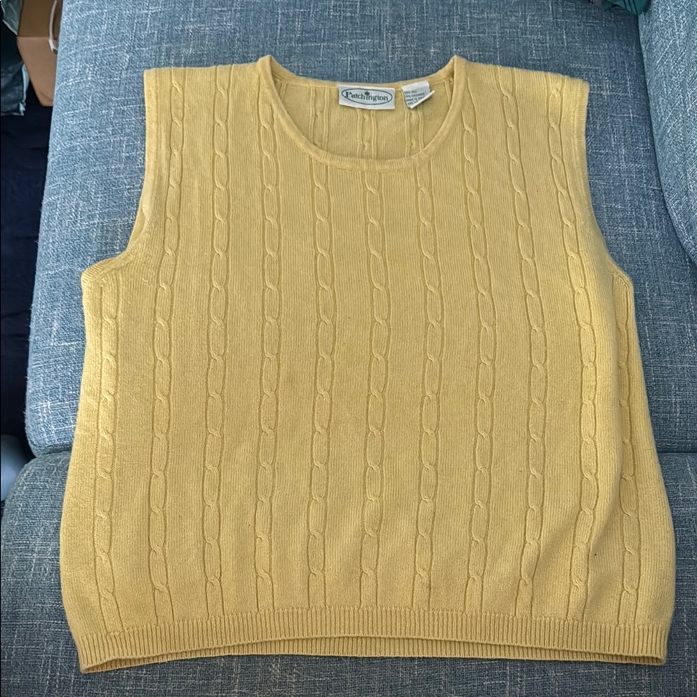 Patchington Yellow Cable Knit Sweater Vest